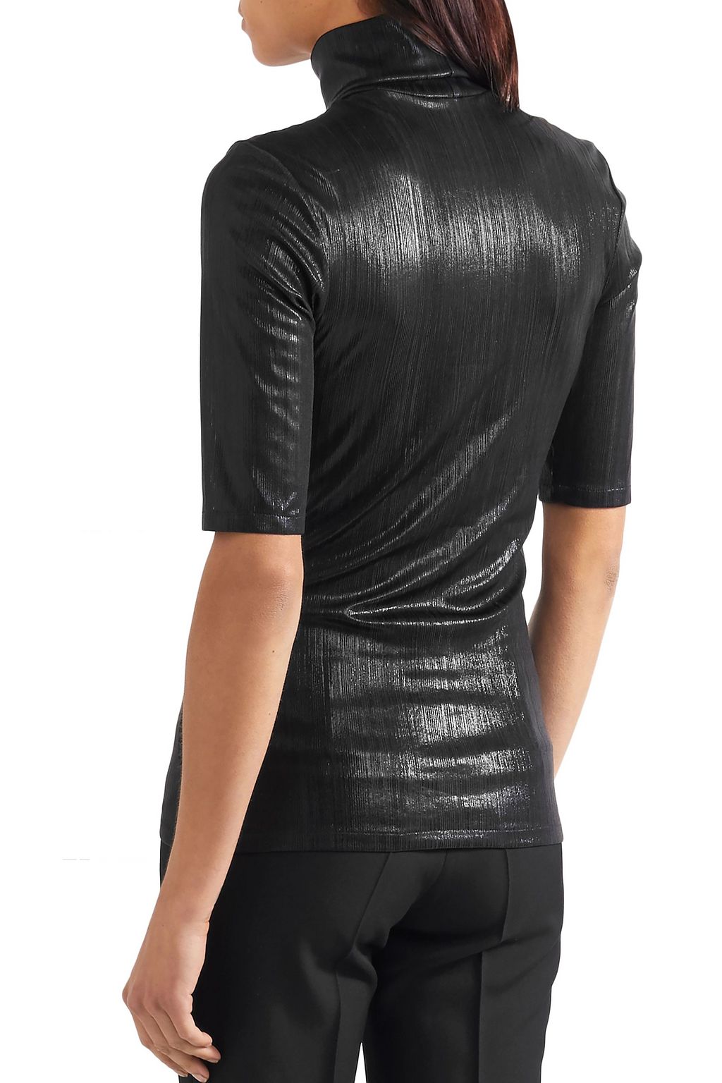 PALLAS Metallic stretch-knit turtleneck top