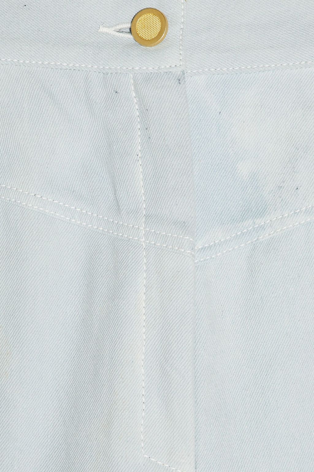 RONALD VAN DER KEMP Cropped flannel-trimmed painted high-rise slim-leg jeans