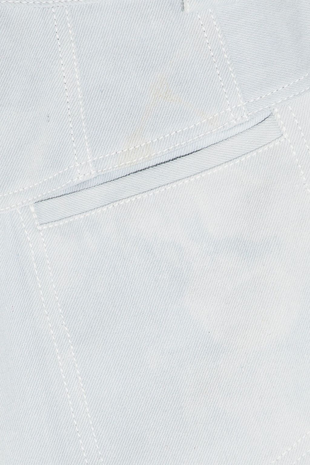 RONALD VAN DER KEMP Cropped flannel-trimmed painted high-rise slim-leg jeans
