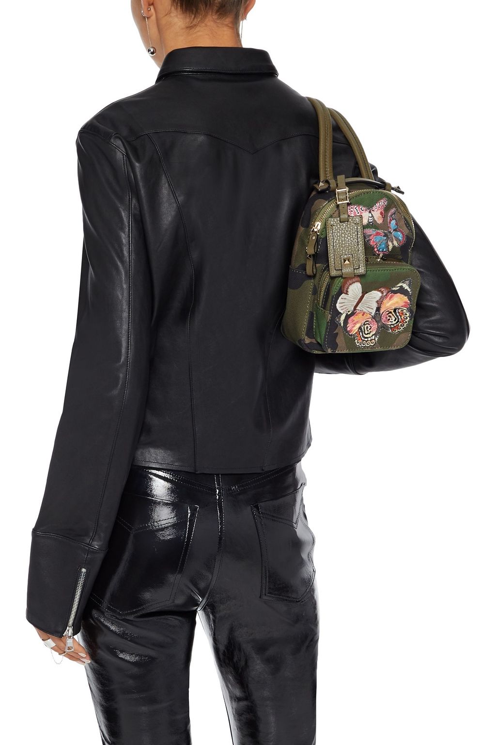 VALENTINO GARAVANI Camu Butterfly embellished printed canvas backpack