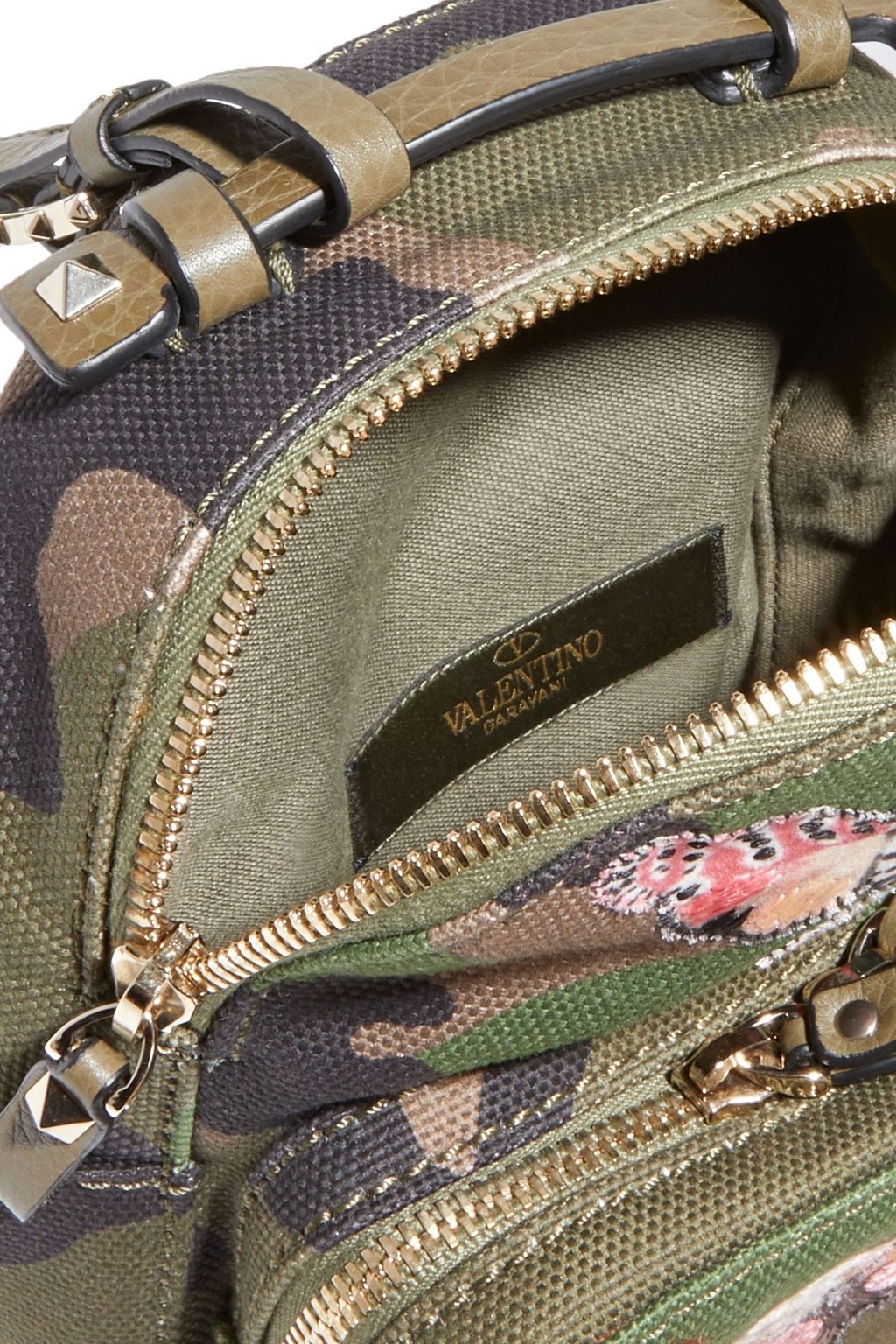 VALENTINO GARAVANI Camu Butterfly embellished printed canvas backpack