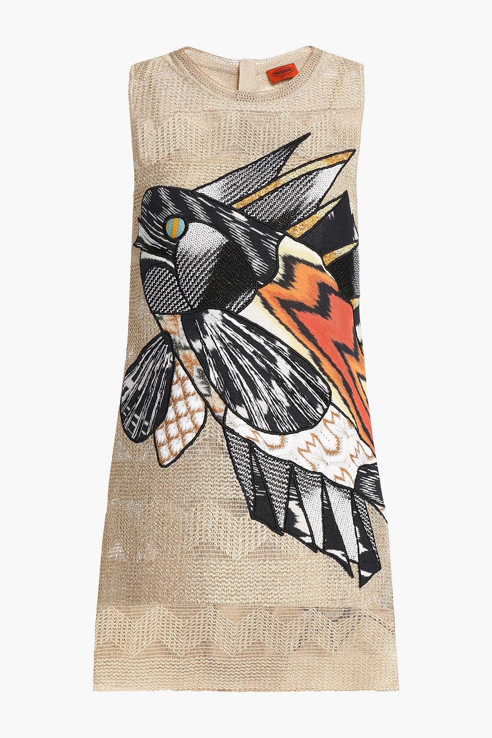 Missoni Woman Appliquéd Metallic Crochet-knit Mini Dress Gold Size 40