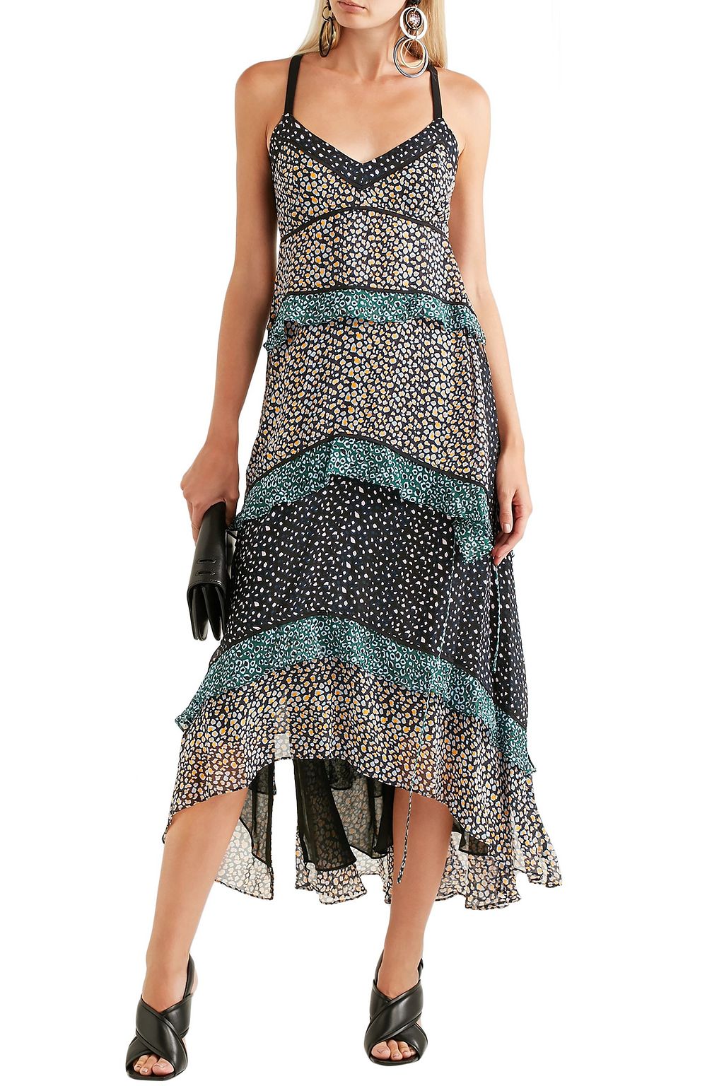 PROENZA SCHOULER Tiered printed silk-georgette maxi dress