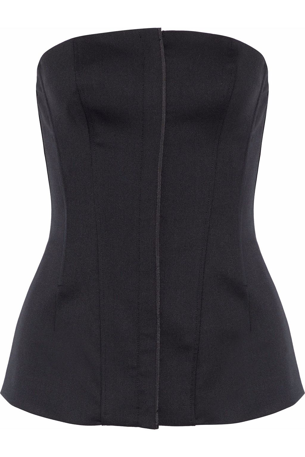black satin strapless top