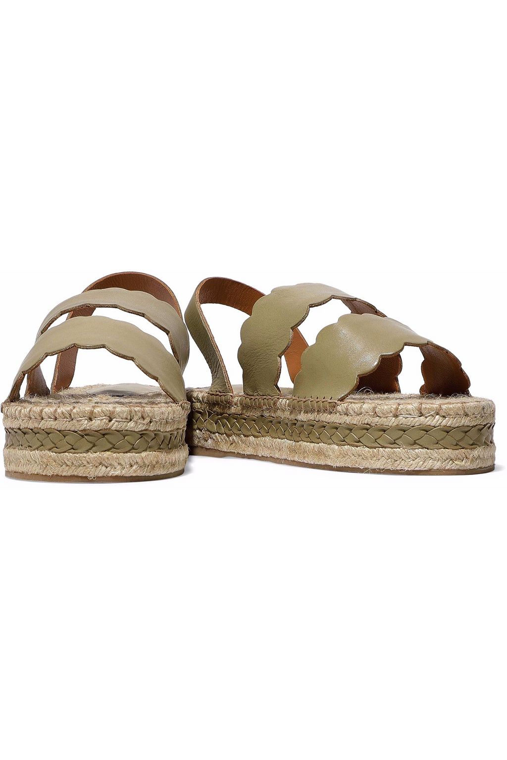 ZIMMERMANN Scalloped leather espadrille platform sandals