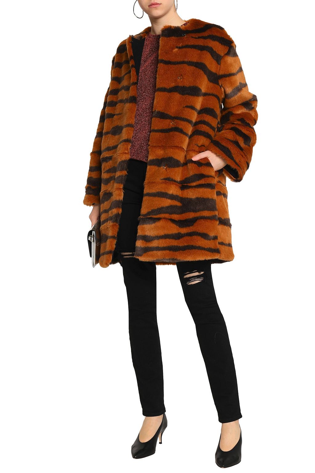 MSGM Printed faux fur coat