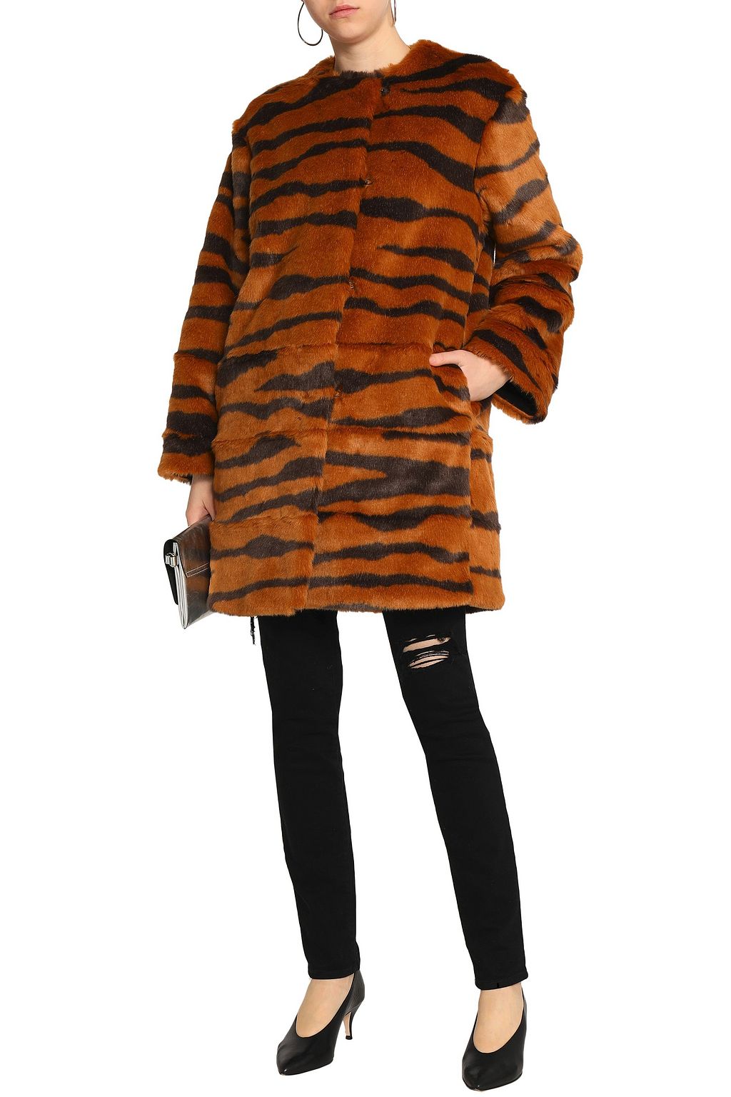 MSGM Printed faux fur coat