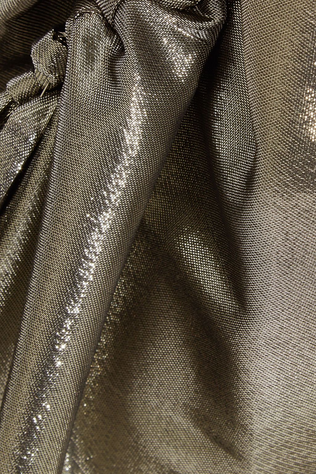 ELLERY Laura asymmetric ruched silk-blend lamé midi skirt