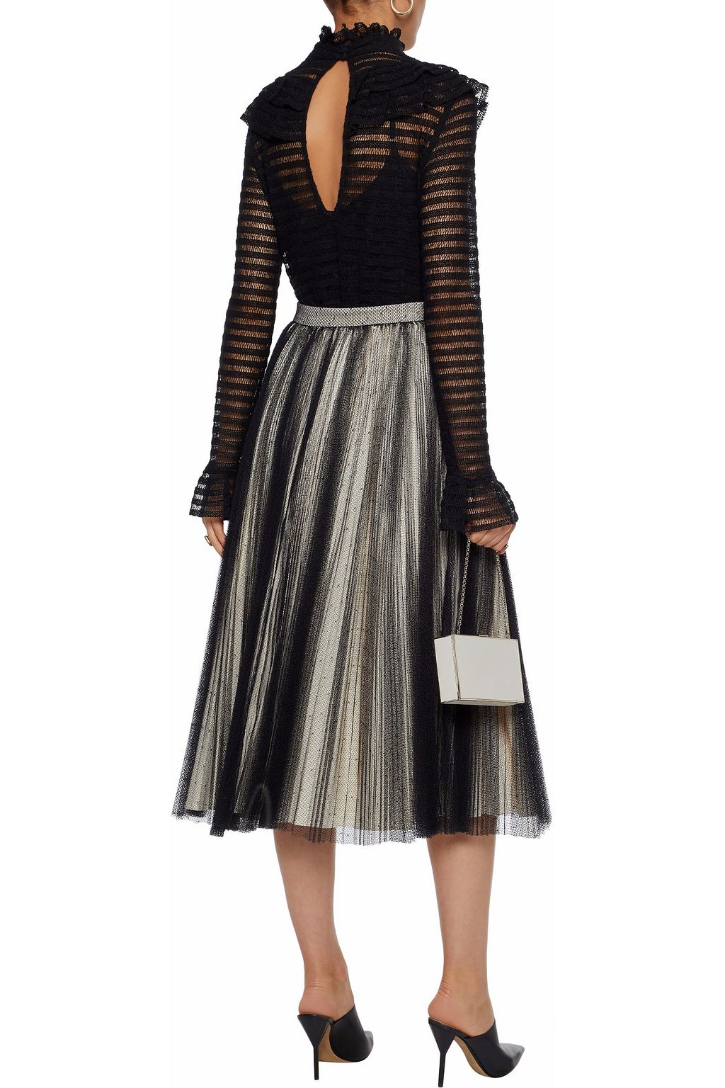 PHILOSOPHY DI LORENZO SERAFINI Pleated point d'esprit midi skirt