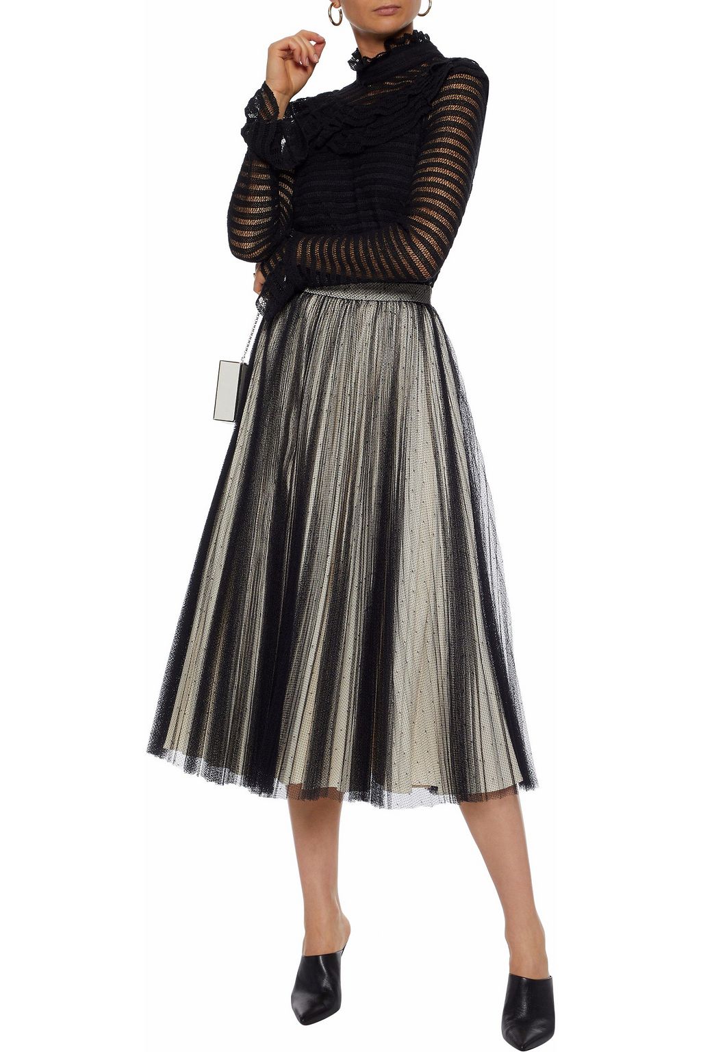 PHILOSOPHY DI LORENZO SERAFINI Pleated point d'esprit midi skirt