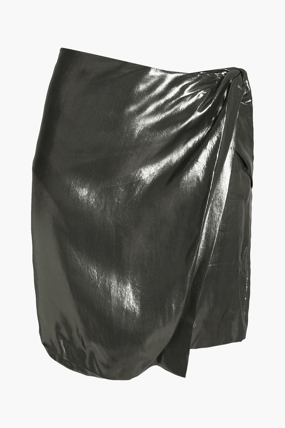 Shanina wrap-effect lamé mini skirt