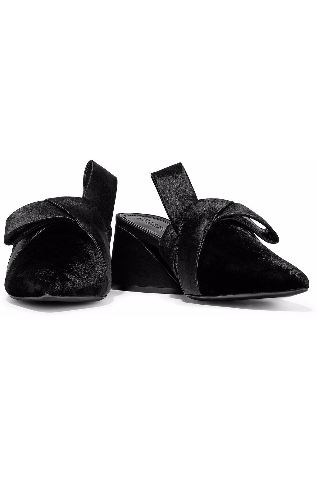 MERCEDES CASTILLO Satin-trimmed velvet mules