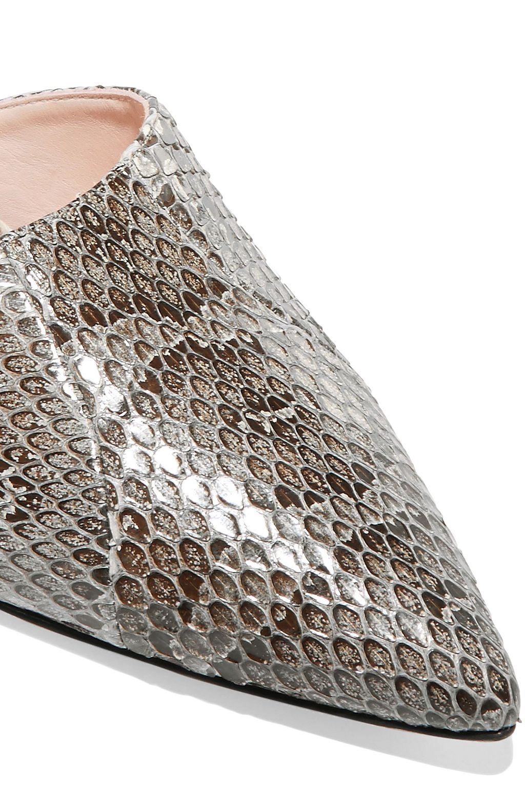 CHRISTOPHER KANE Grosgrain-trimmed watersnake mules