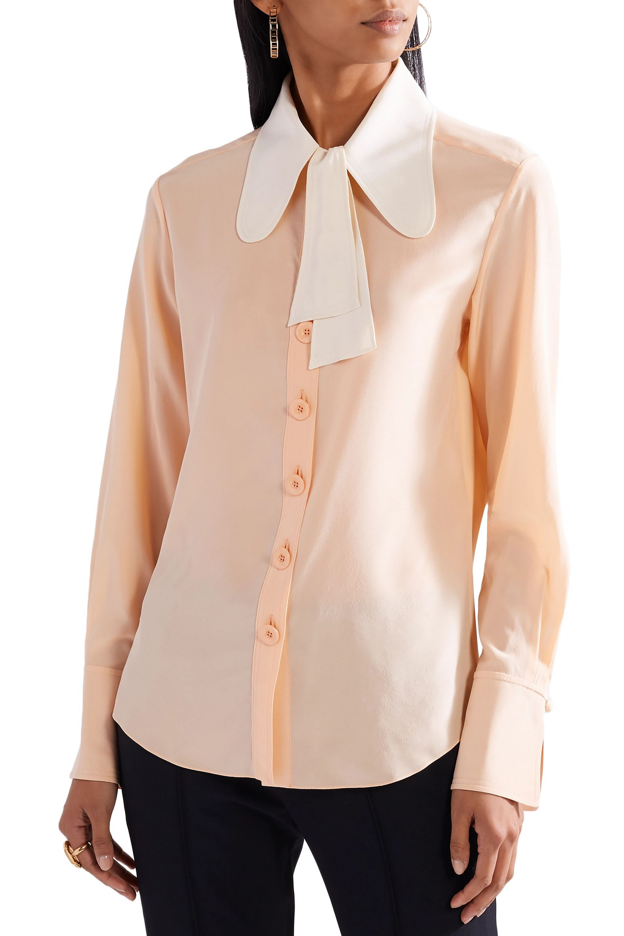 Chloé Two-tone silk crepe de chine shirt