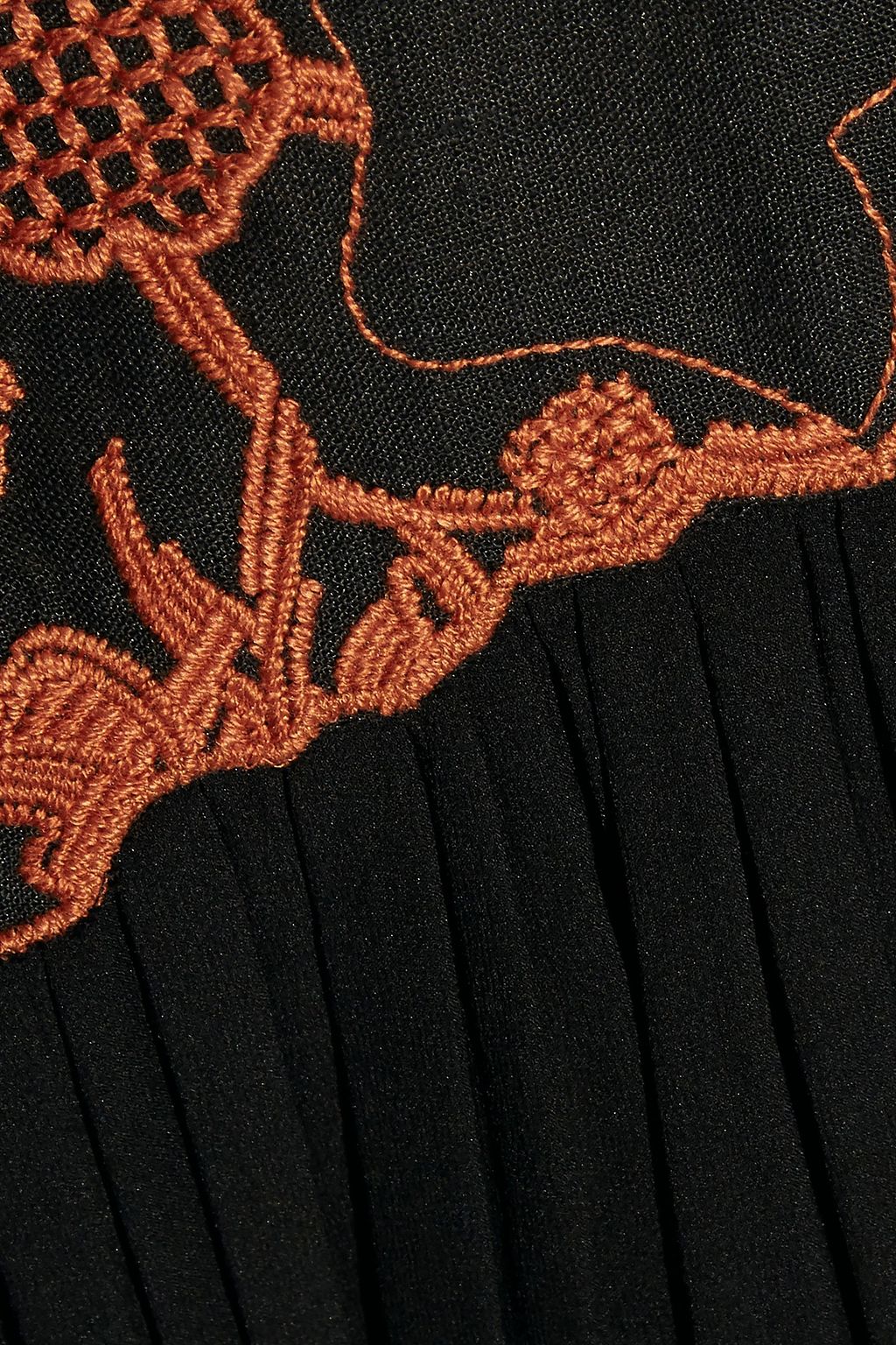 CHLOÉ Embroidered linen and silk-chiffon mini dress