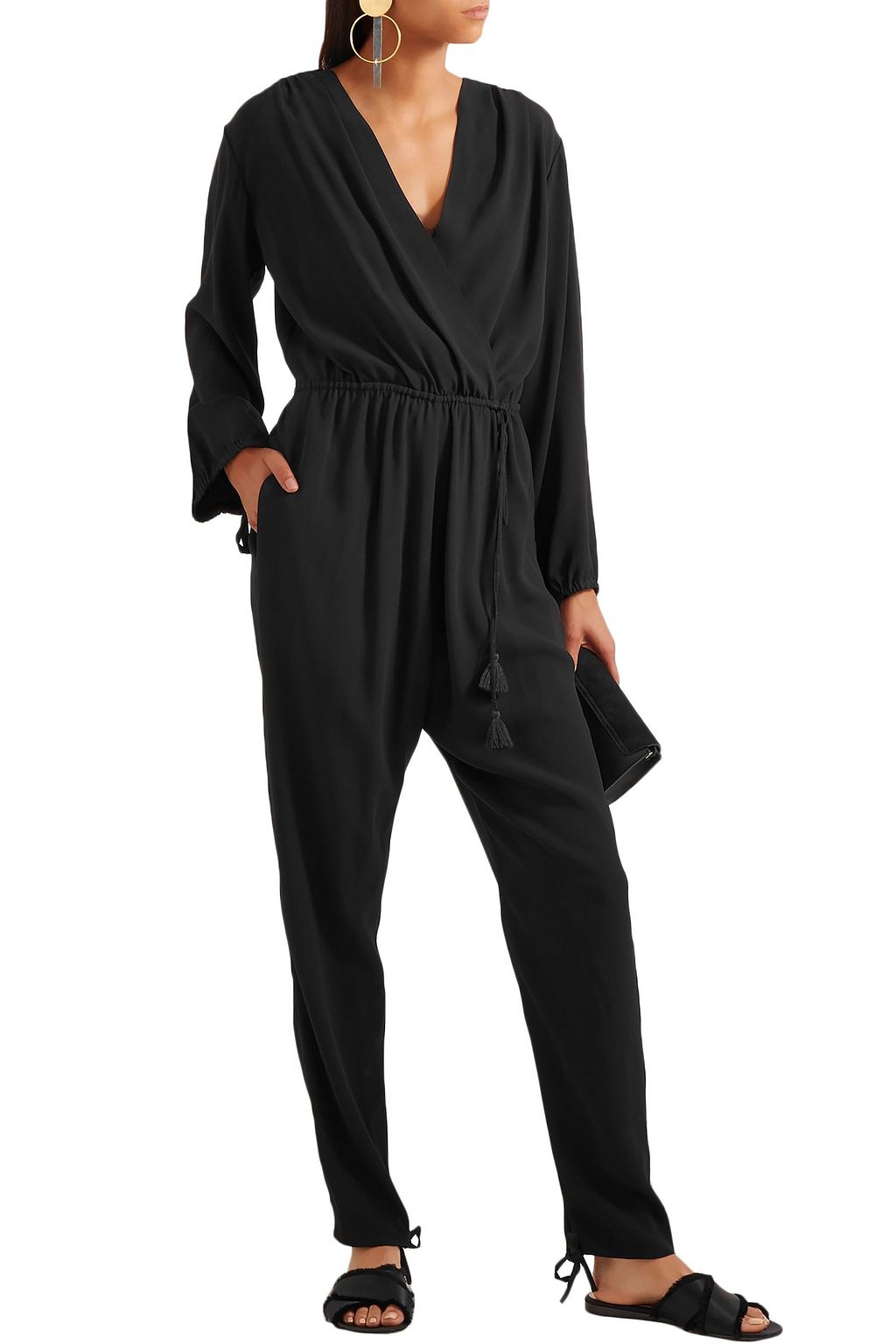 CHLOÉ Tassel-trimmed crepe jumpsuit