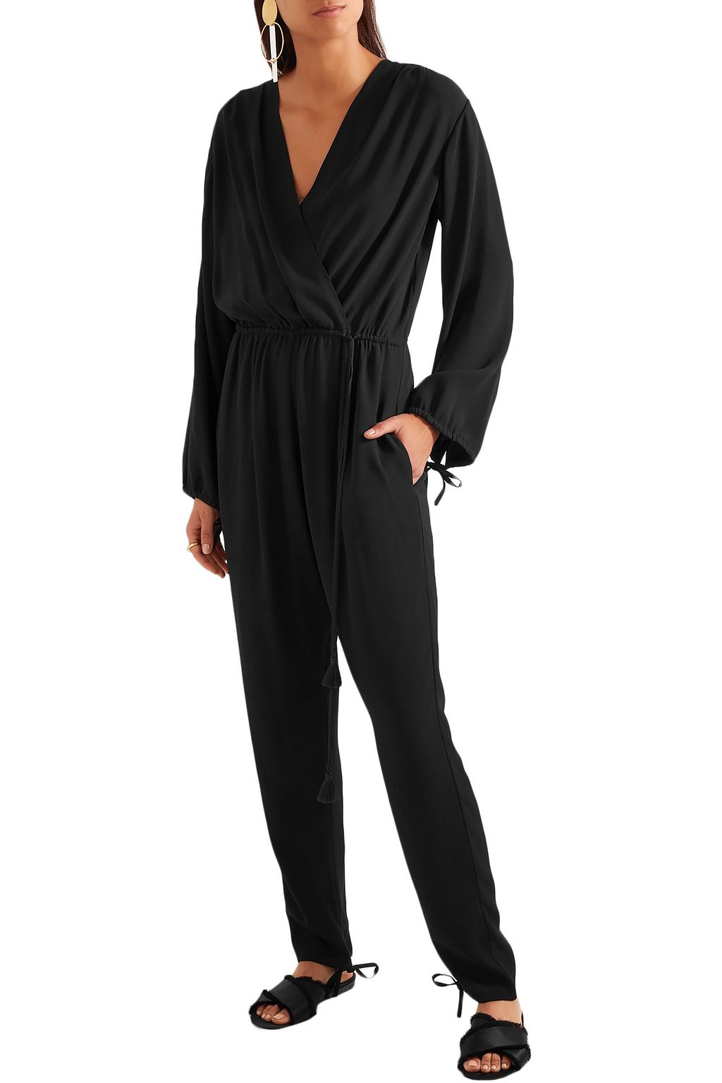 CHLOÉ Tassel-trimmed crepe jumpsuit