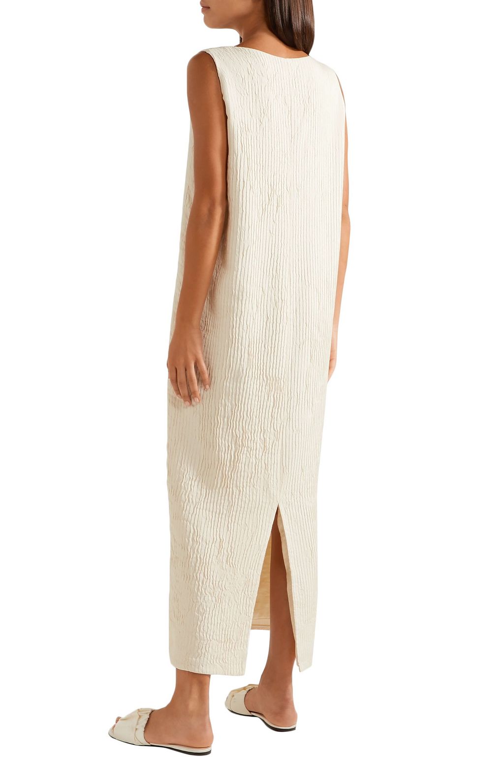 THE ROW Plissé silk maxi dress