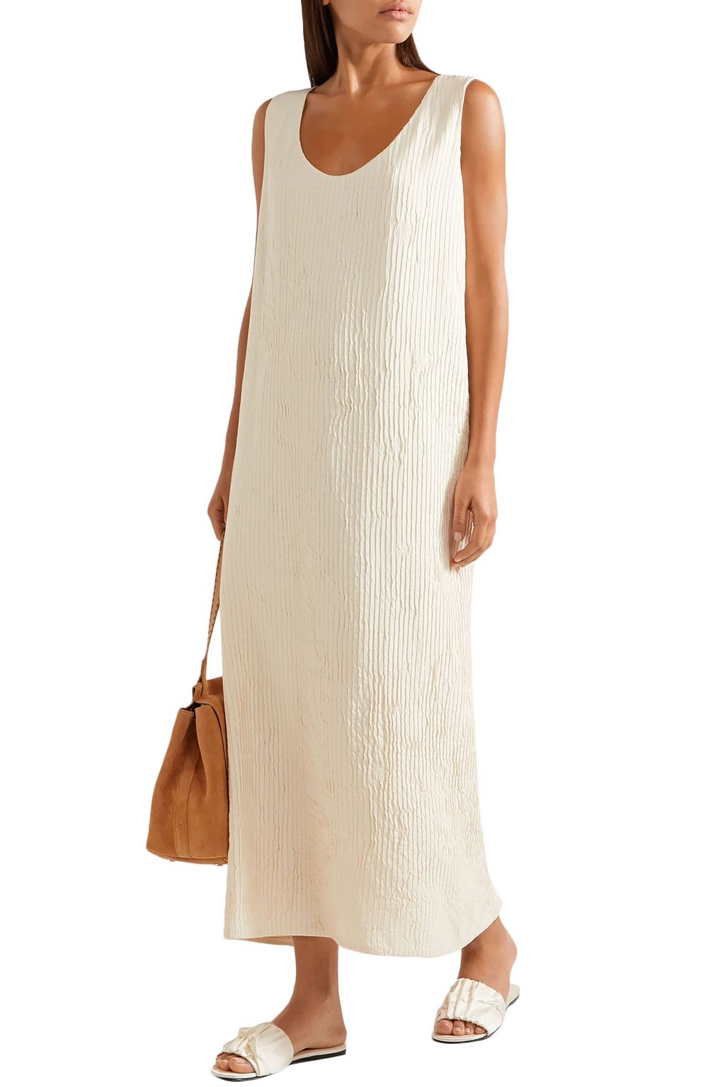 THE ROW Plissé silk maxi dress
