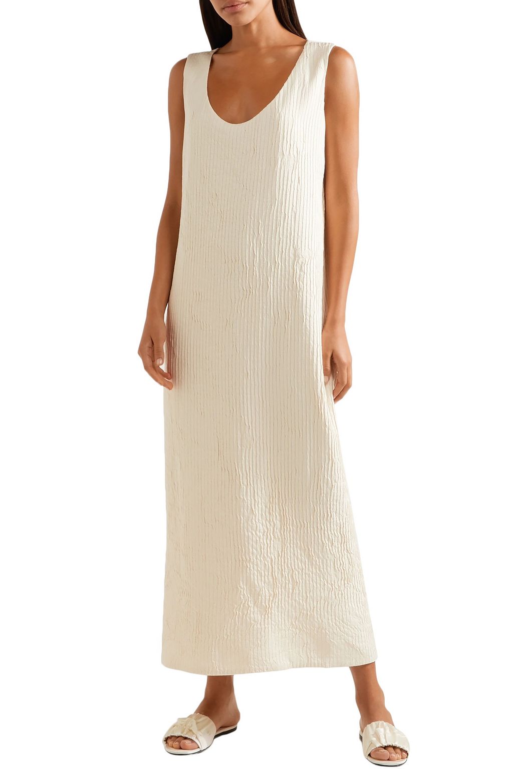 THE ROW Plissé silk maxi dress