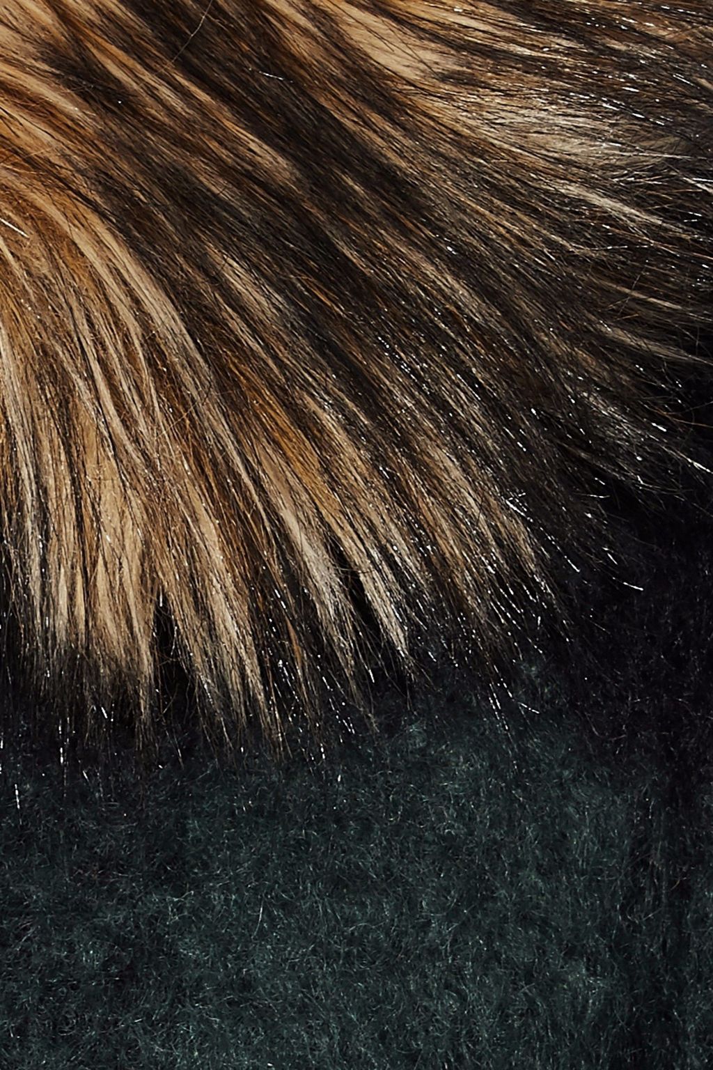 REDVALENTINO Faux fur-trimmed striped felt coat