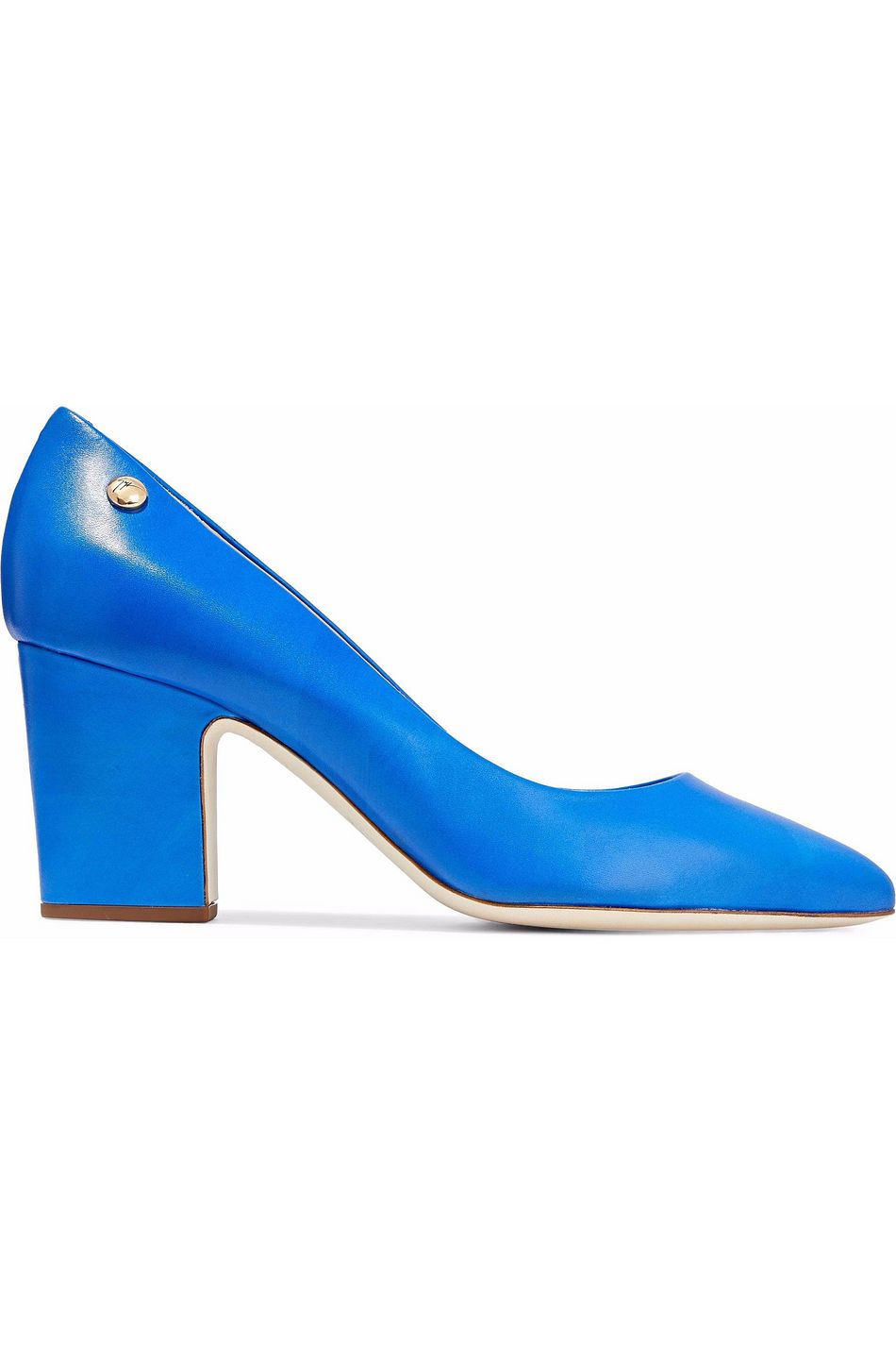 blue block heel pump