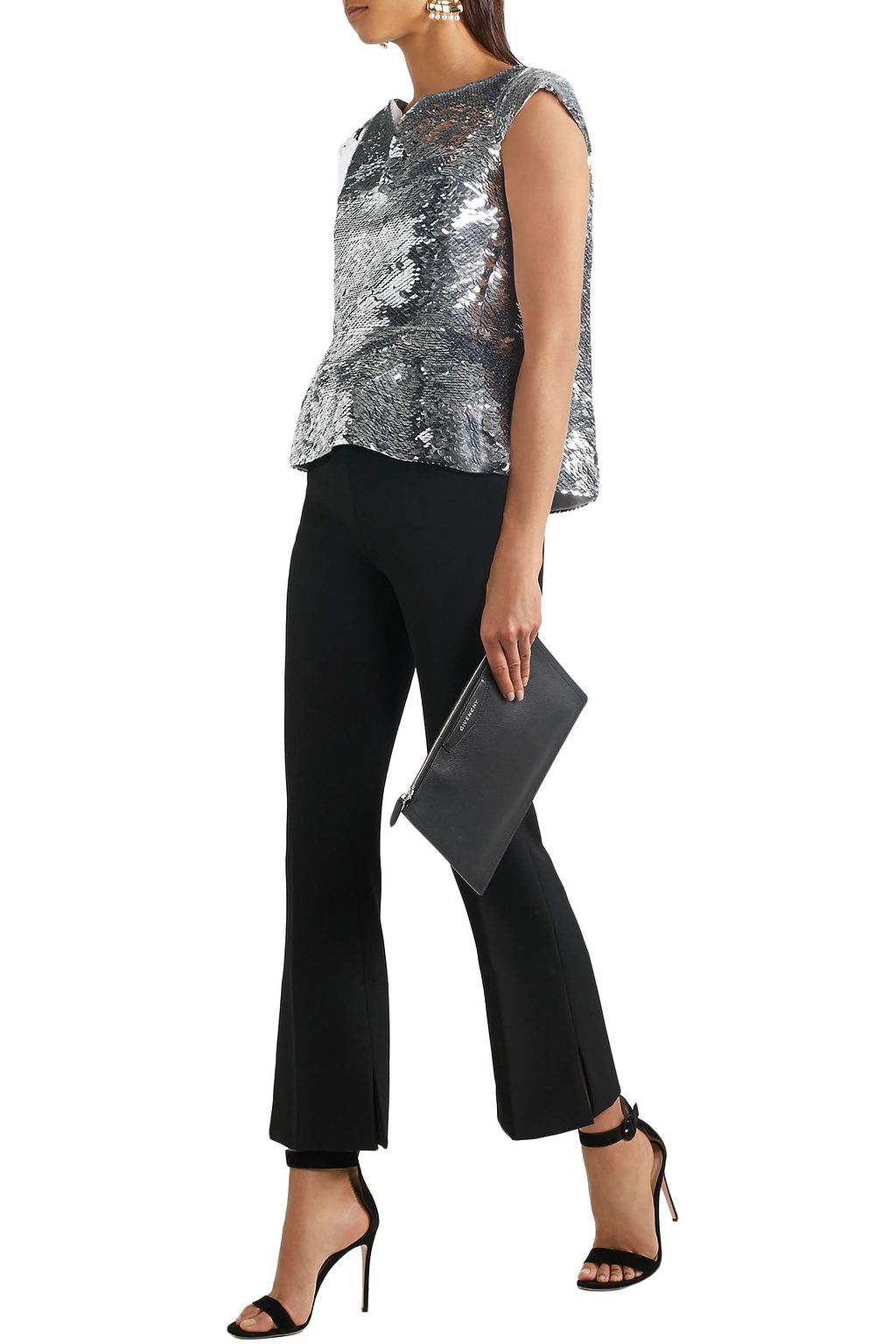 OSCAR DE LA RENTA Sequined silk-organza peplum top