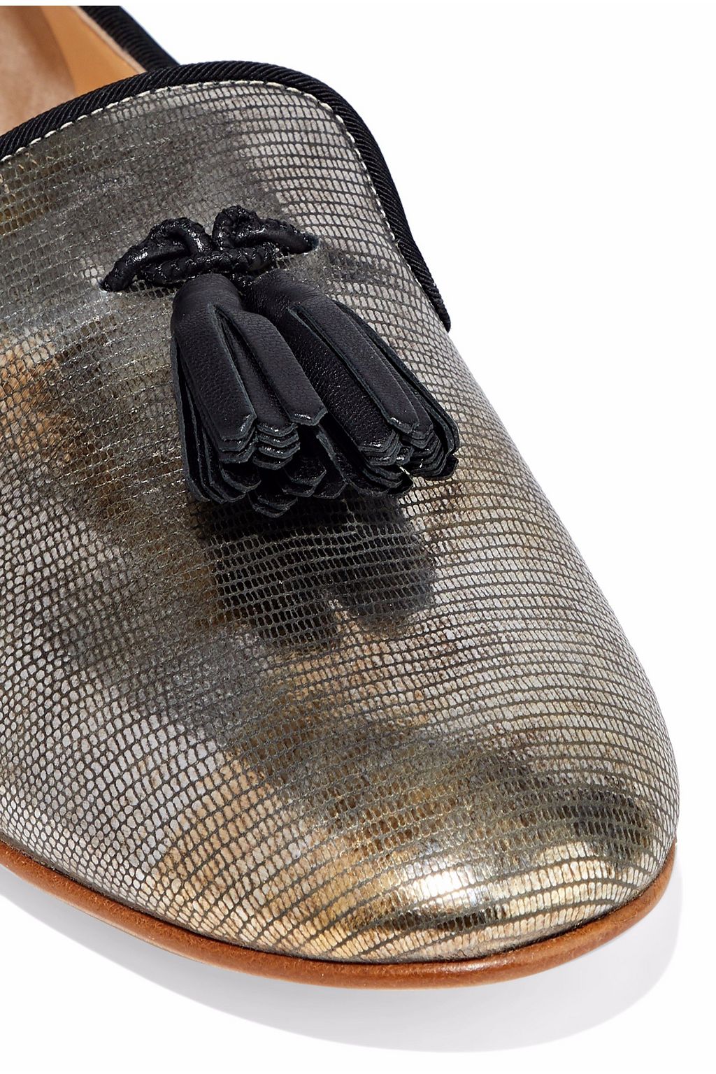 GIUSEPPE ZANOTTI Dalila metallic lizard-effect leather slippers