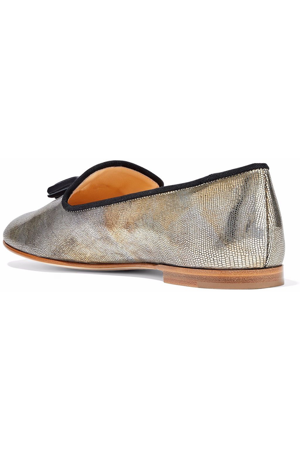 GIUSEPPE ZANOTTI Dalila metallic lizard-effect leather slippers