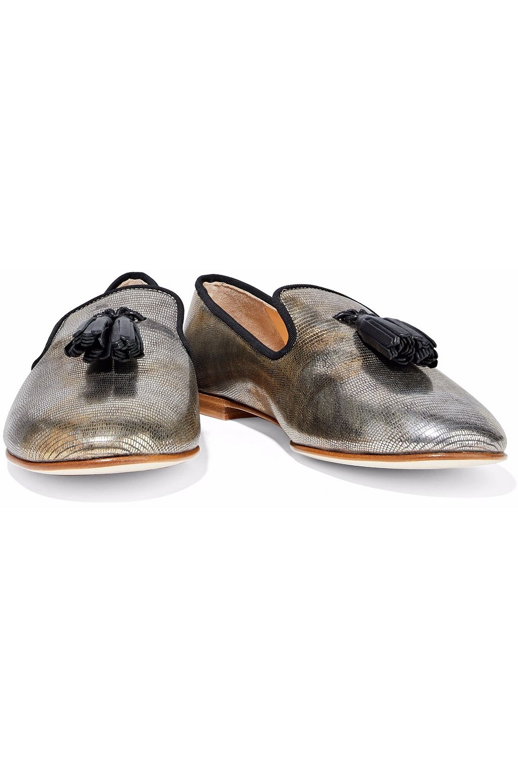 GIUSEPPE ZANOTTI Dalila metallic lizard-effect leather slippers