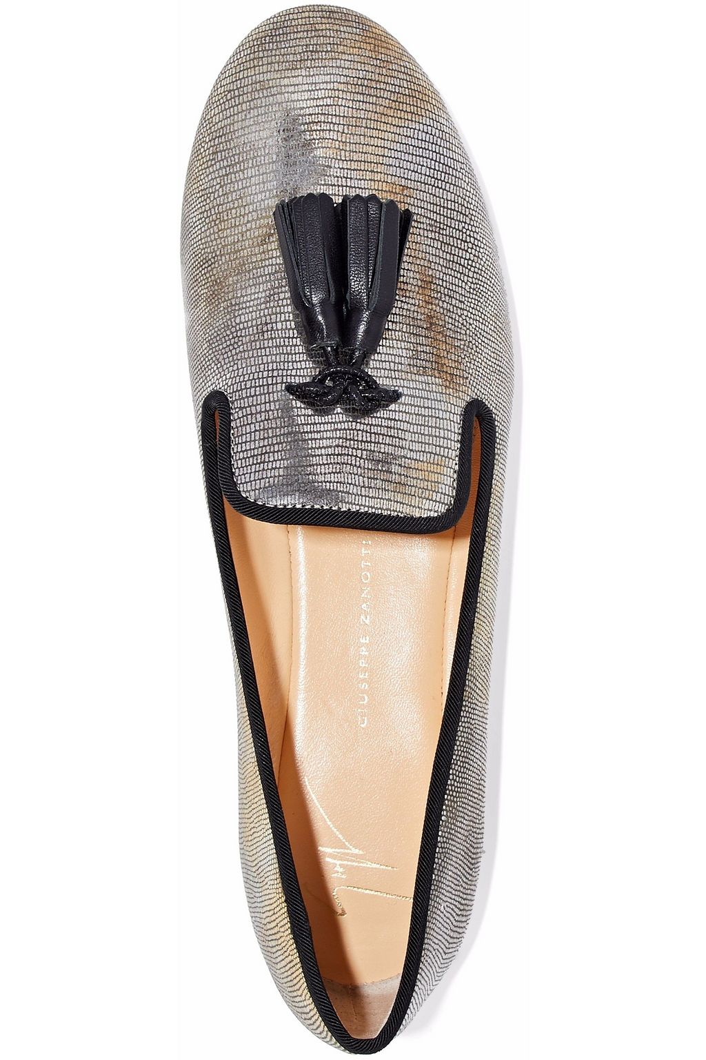 GIUSEPPE ZANOTTI Dalila metallic lizard-effect leather slippers