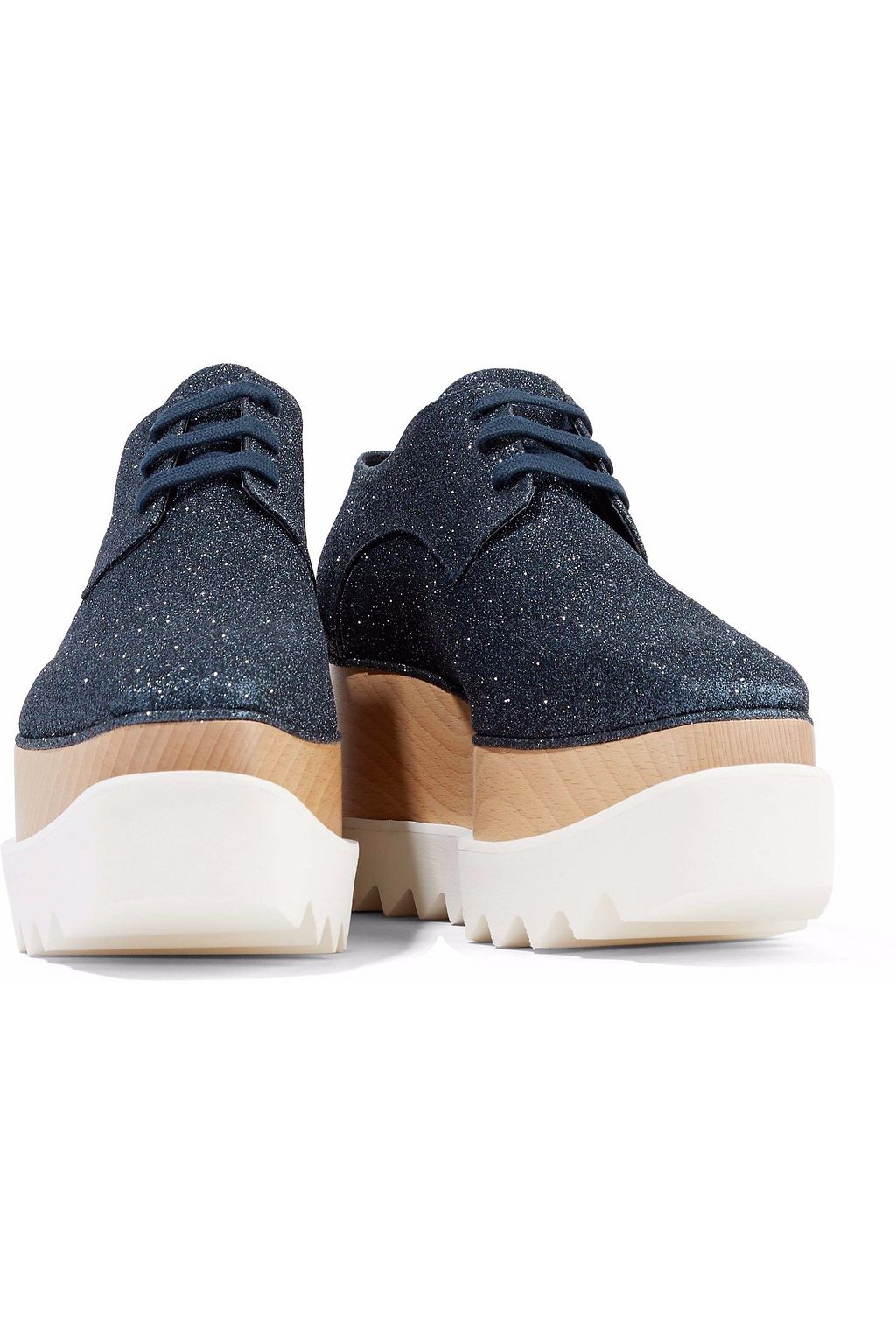 STELLA MCCARTNEY Elyse glittered faux leather platform brogues
