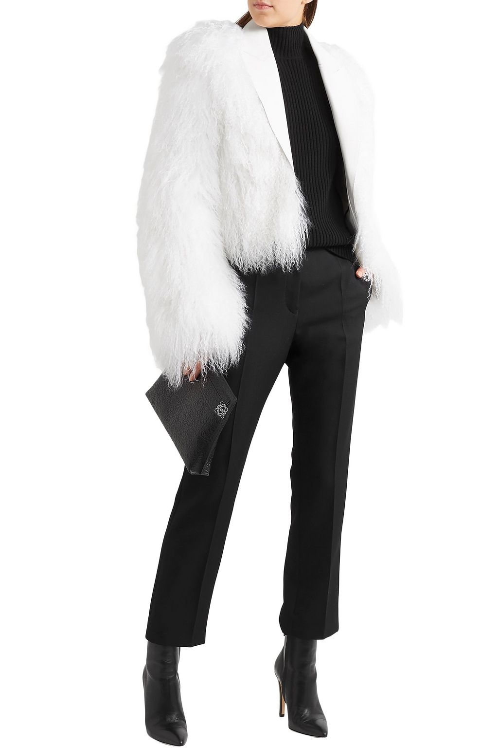 HAIDER ACKERMANN Cropped leather-trimmed shearling jacket