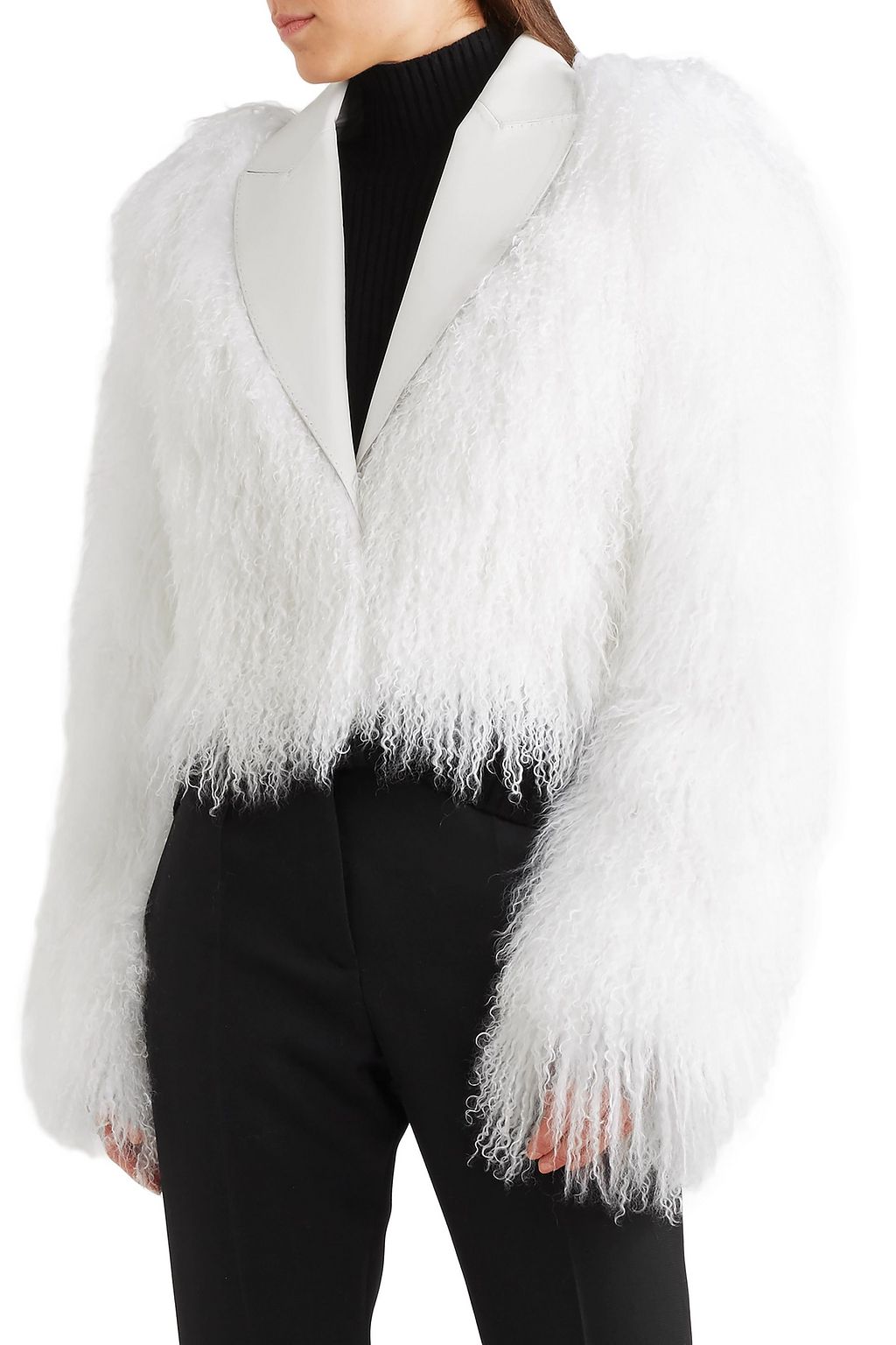 HAIDER ACKERMANN Cropped leather-trimmed shearling jacket