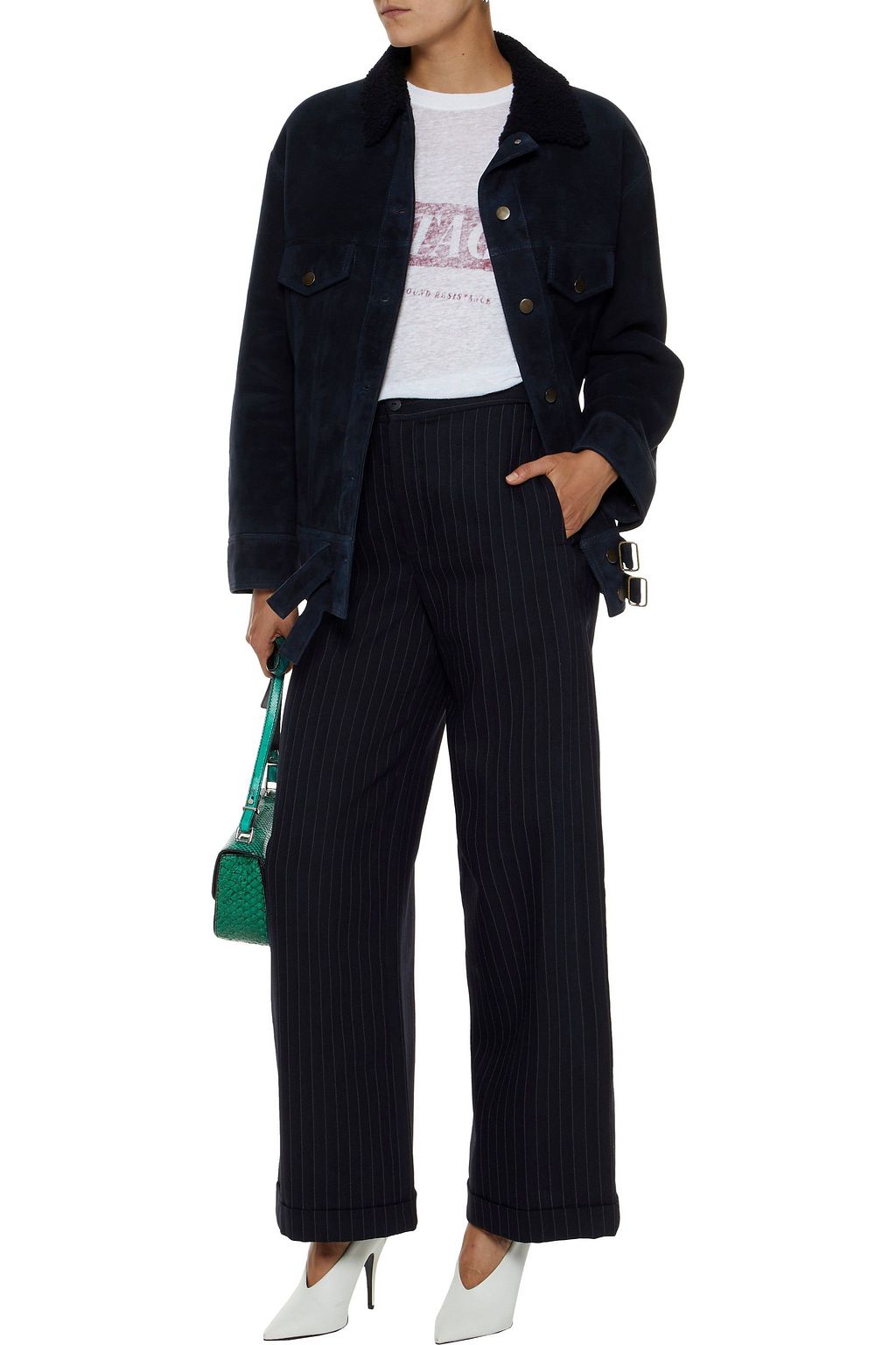 METEO BY YVES SALOMON Shearling-lined suede jacket