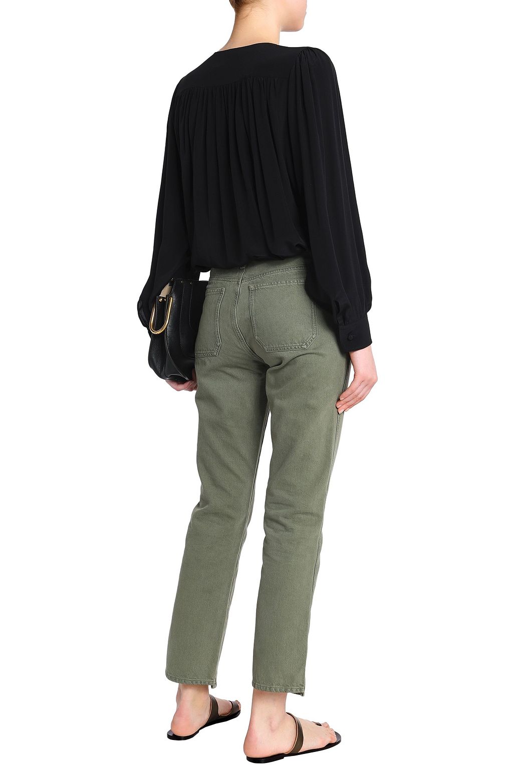 CHLOÉ Lace-trimmed silk crepe de chine blouse