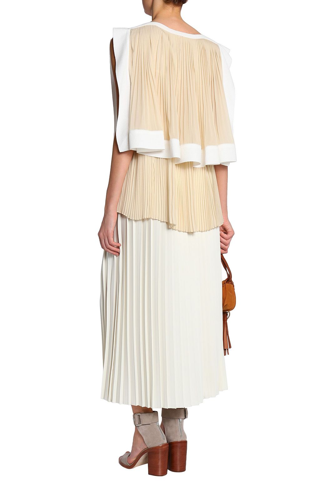 CHLOÉ Layered pleated chiffon top