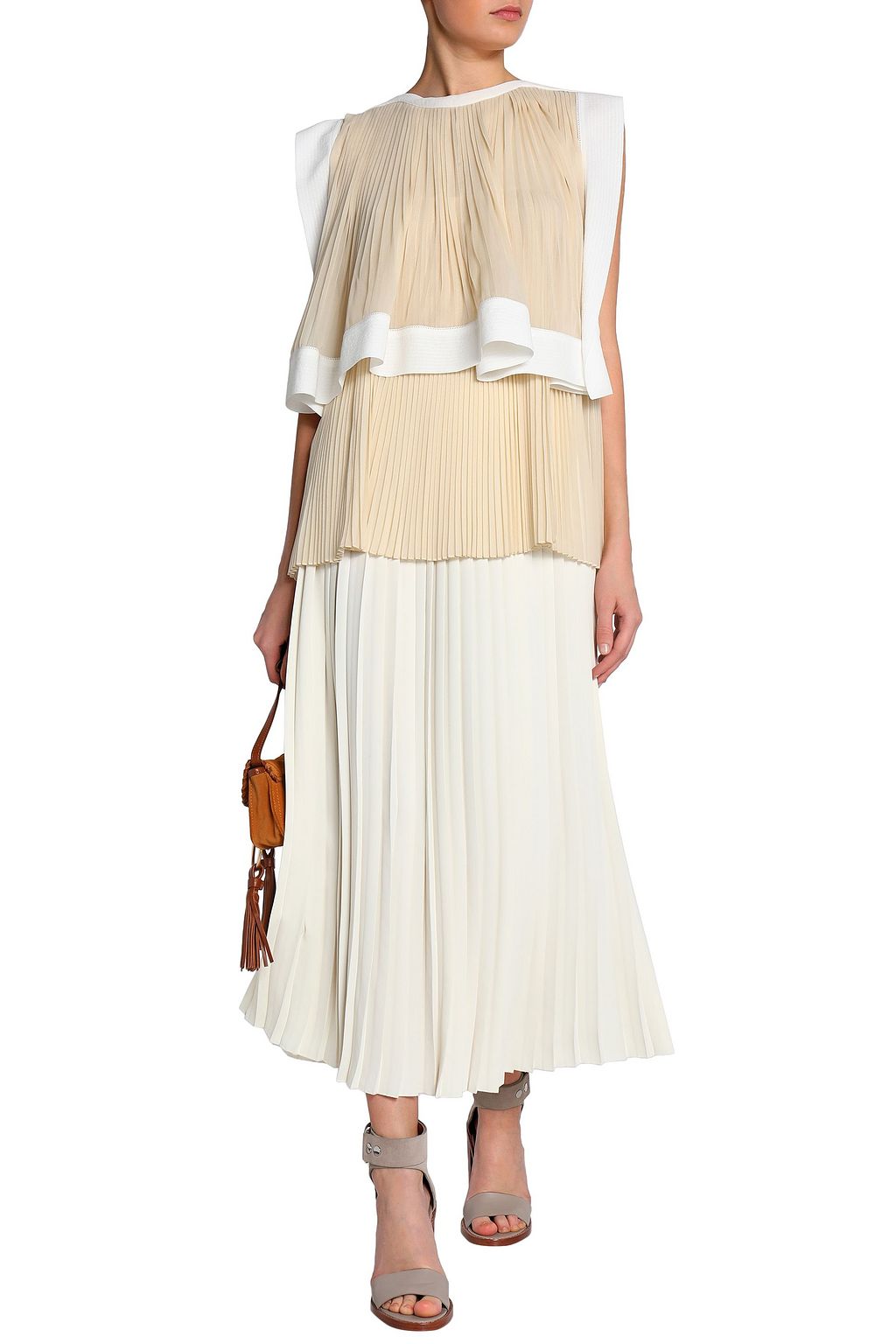 CHLOÉ Layered pleated chiffon top