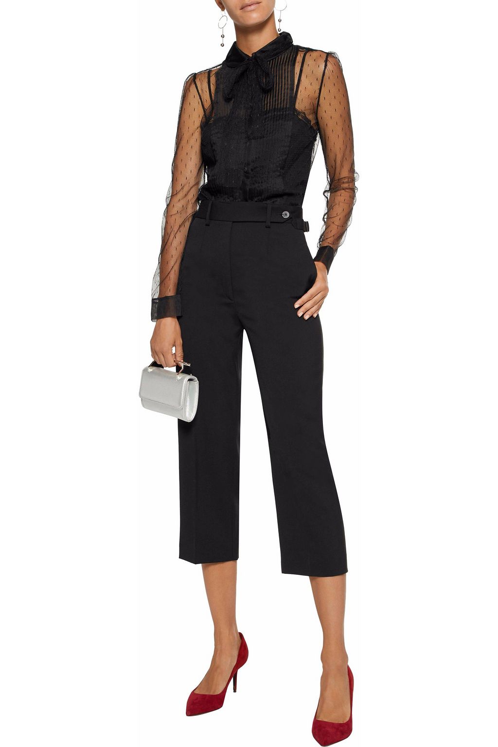 REDVALENTINO Cropped canvas straight-leg pants