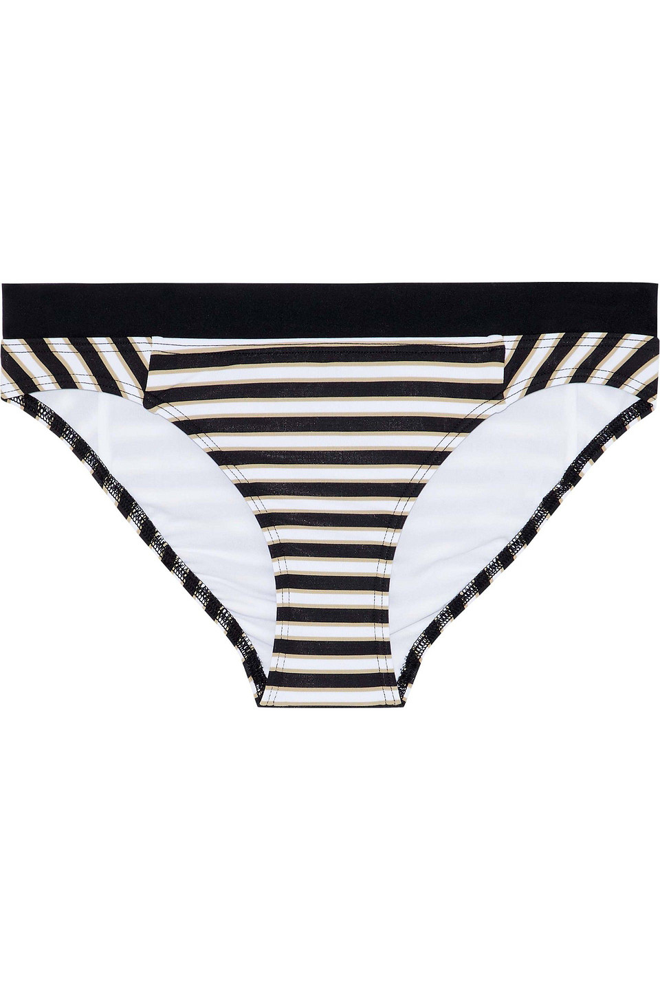 Jets Australia By Jessika Allen Woman Striped Mid-rise Bikini Briefs Black Size 16