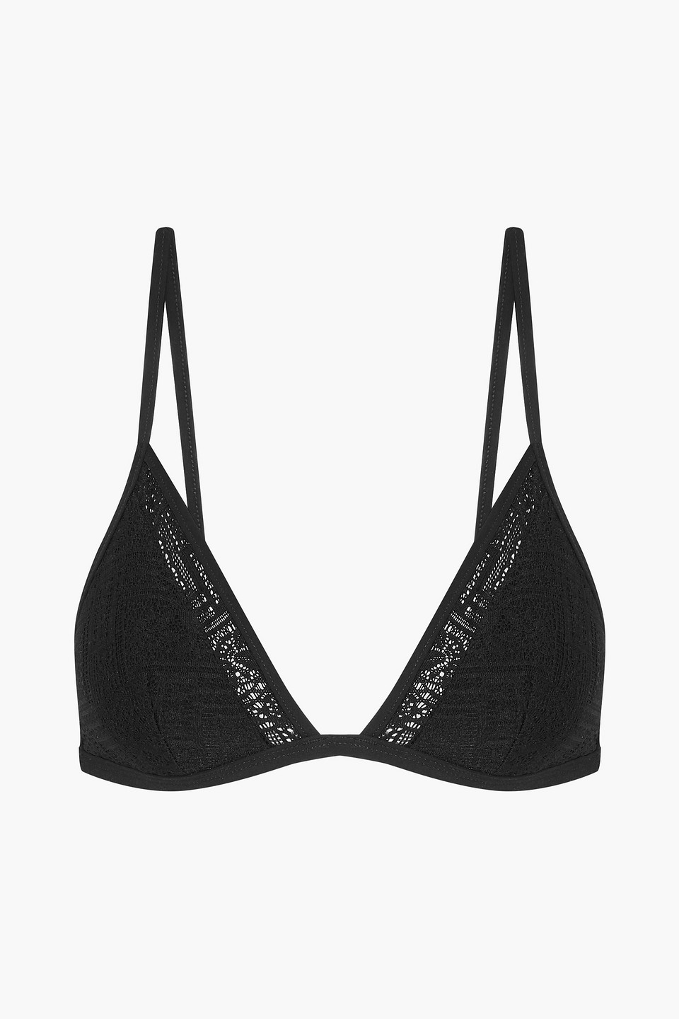 Jets Australia By Jessika Allen Woman Crochet-knit Triangle Bikini Top Black Size 12