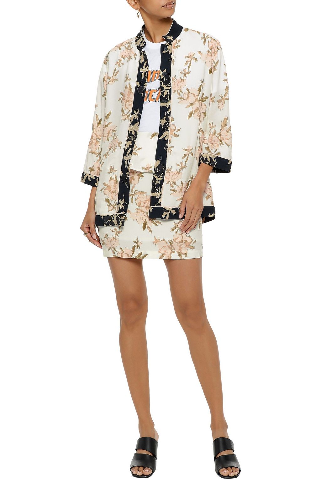 GANNI St. Pierre floral-print crepe de chine peplum mini skirt