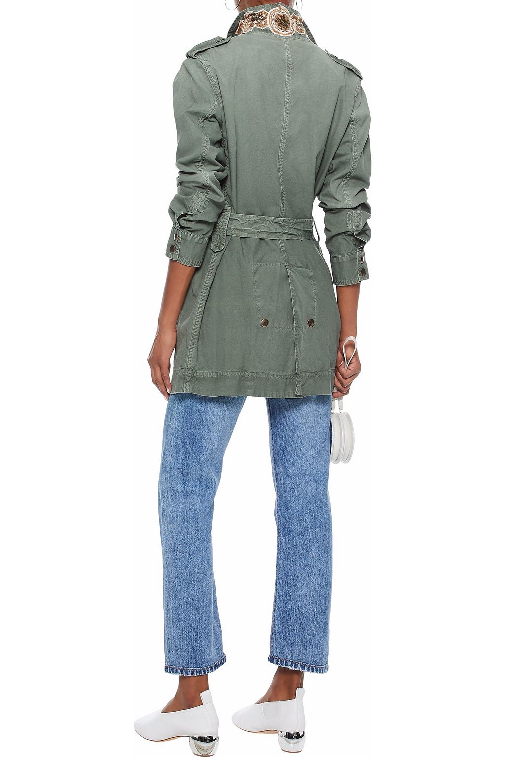 MR & MRS ITALY Embellished belted cotton-canvas jacket
