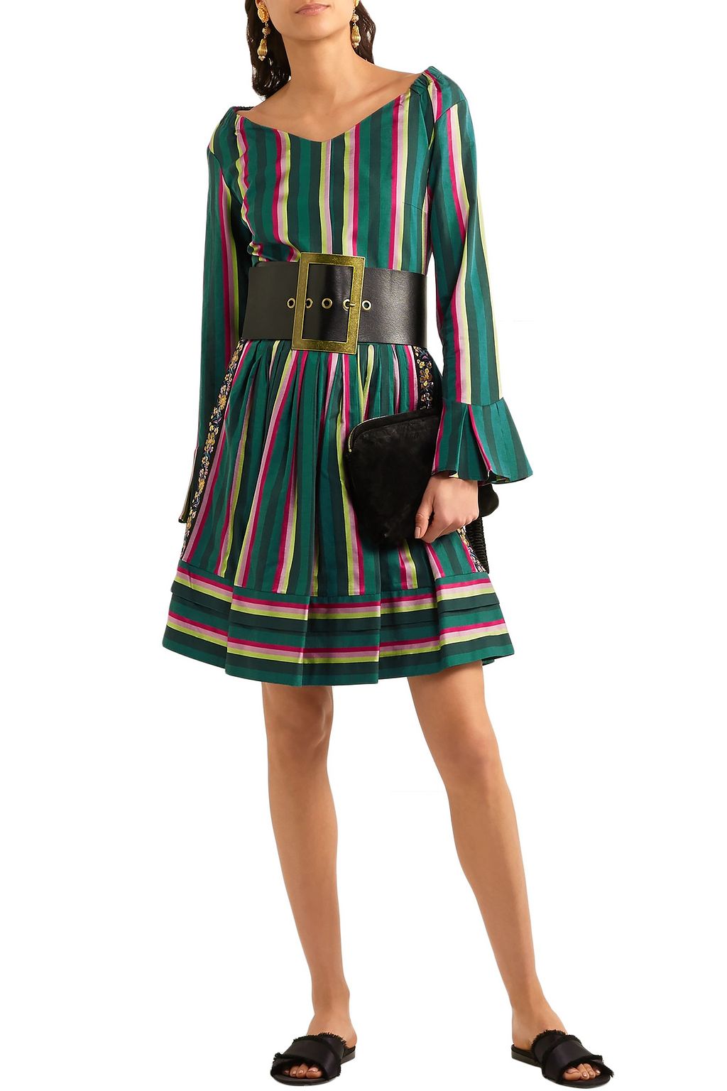 ETRO Striped cotton-blend poplin top