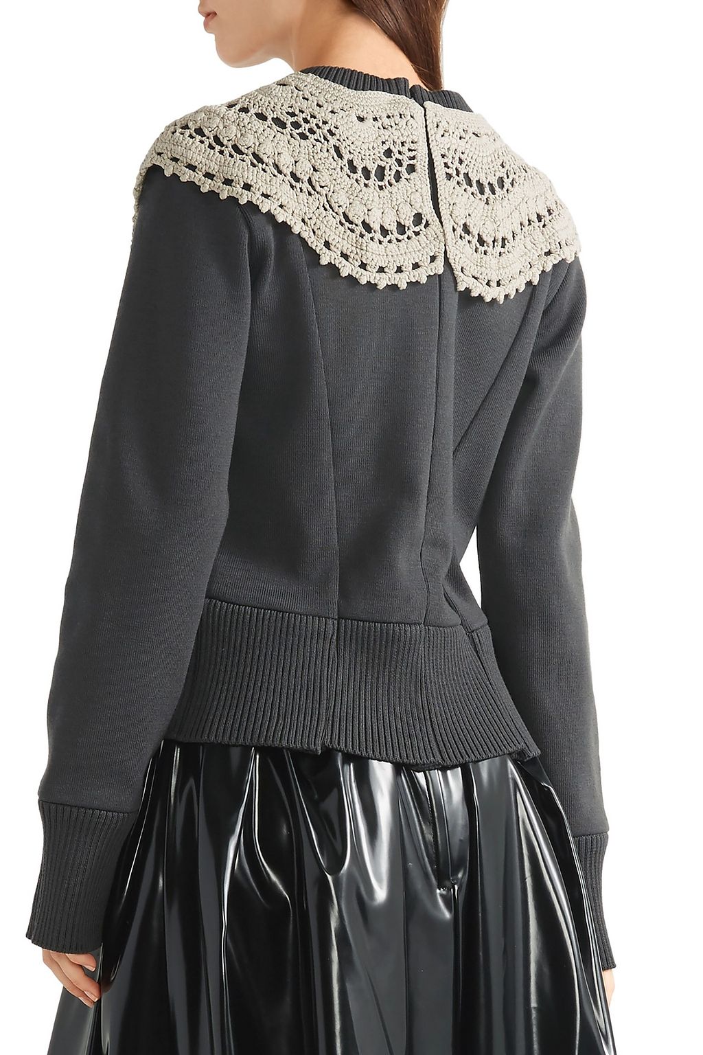MARC JACOBS Crochet-trimmed appliquéd wool-blend sweater