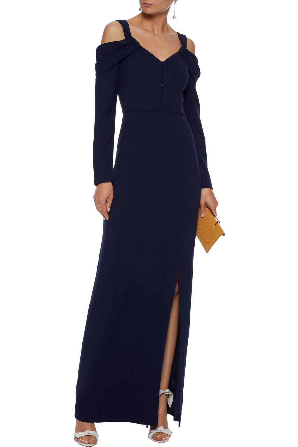 MIKAEL AGHAL Cold-shoulder crepe gown