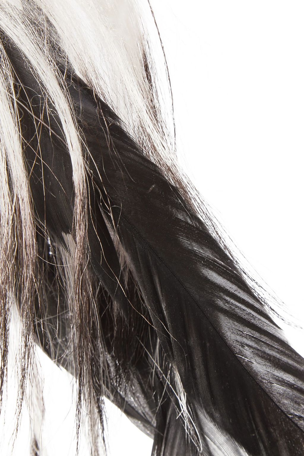 ANN DEMEULEMEESTER Two-tone goat hair and feather choker