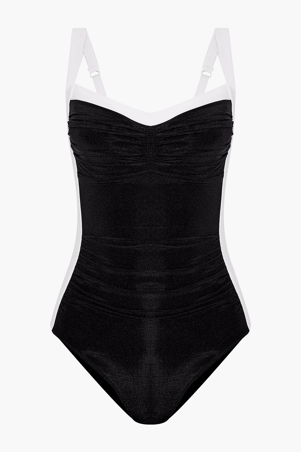 Jets Australia By Jessika Allen Woman Ruched Two-tone Swimsuit Black Size 16