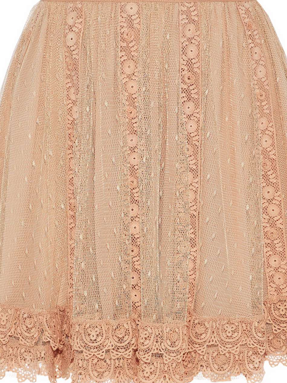 lace-paneled point d'esprit mini skirt