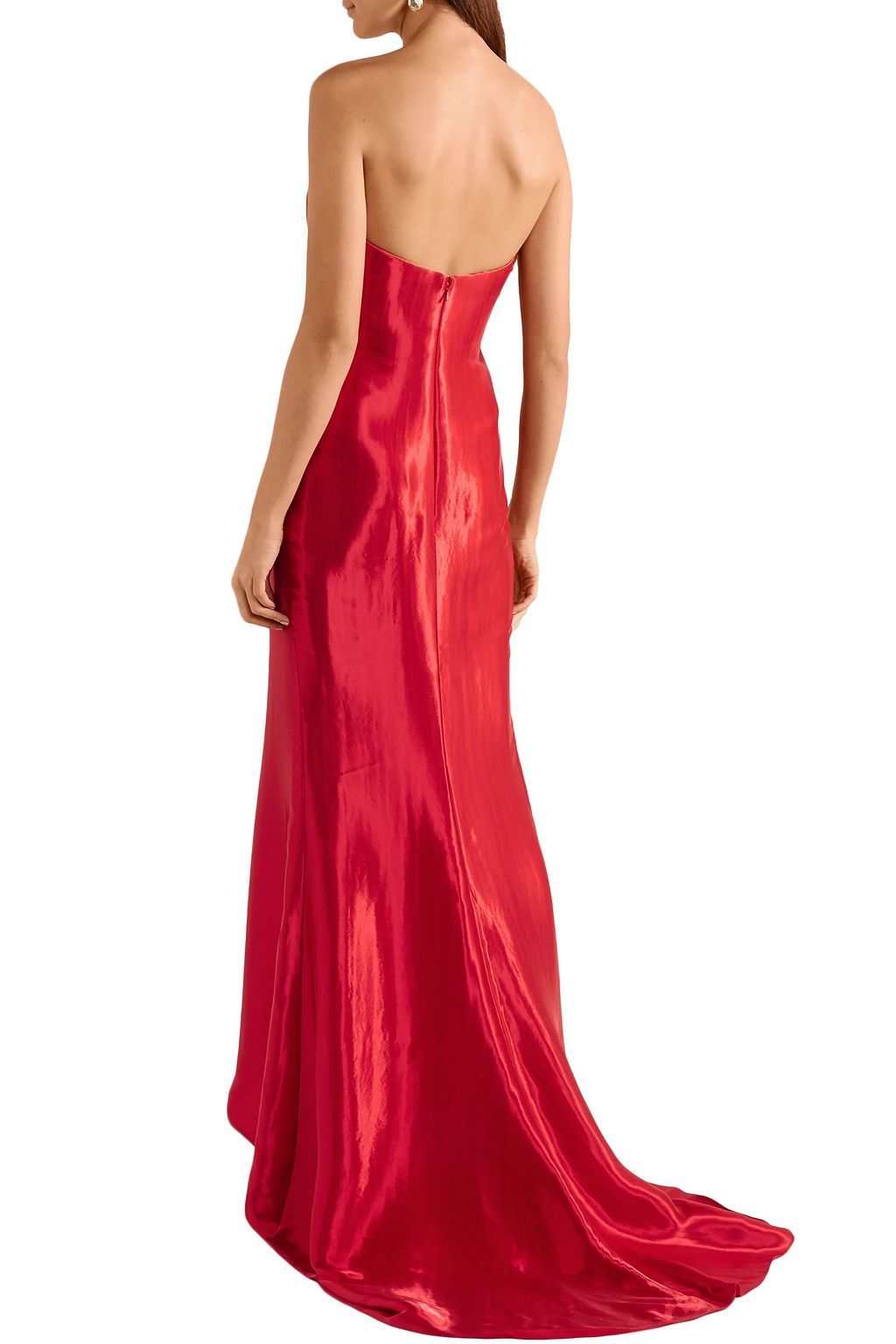 OSCAR DE LA RENTA Strapless draped lamé gown
